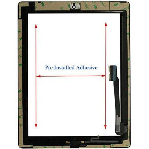 NewHail for iPad 4 Glass Touch Screen Digitizer Replacement Kit Black A1458, A1459, A1460 with Home Button Flex, Adhesive Tape, Midframe Bezel, Screen Protector, Instruction Manual and Repair Toolkit 3