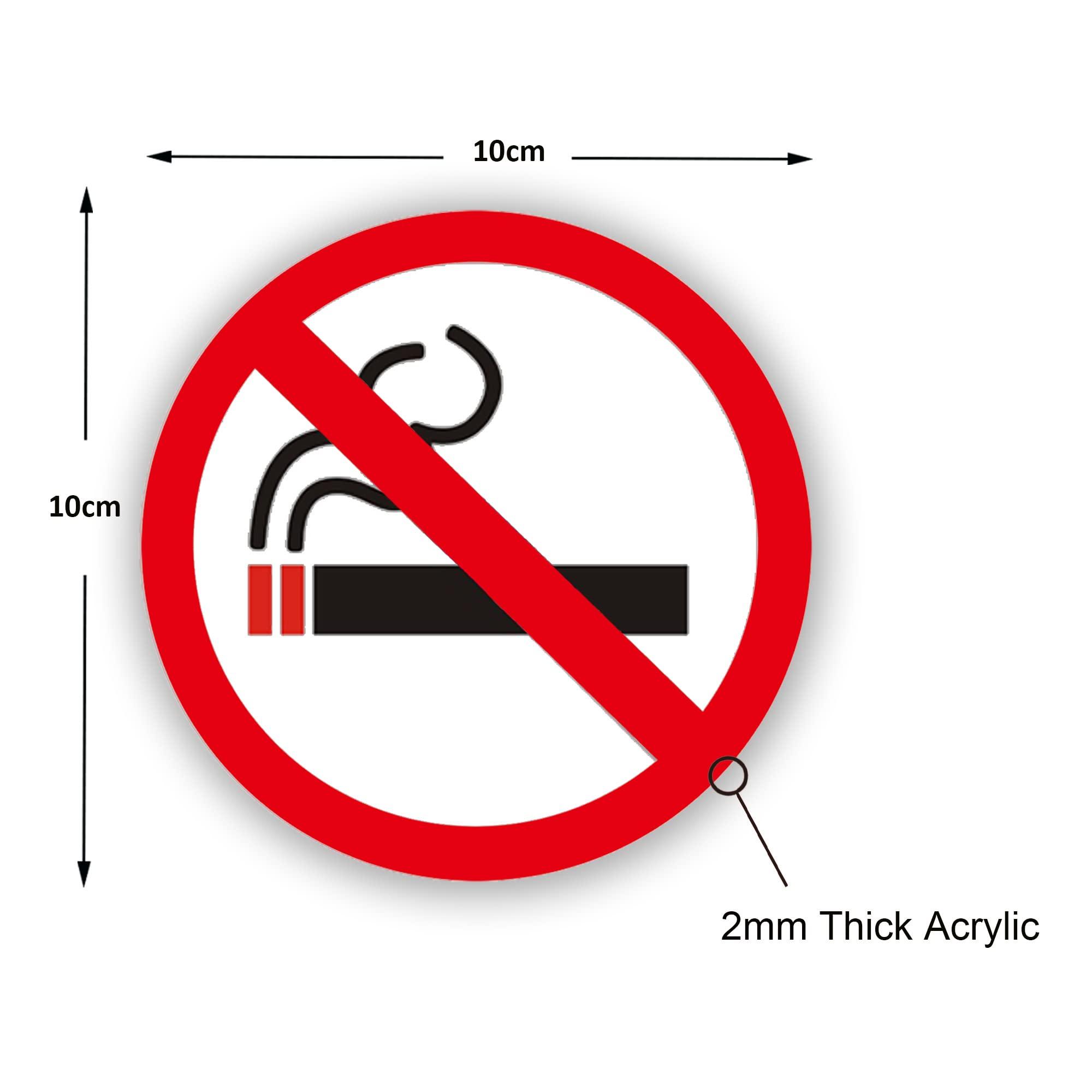 2pcs No Smoking Sign/Ø 10cm Acrylic 2mm Thickness with Self-Adhesive Tape 1