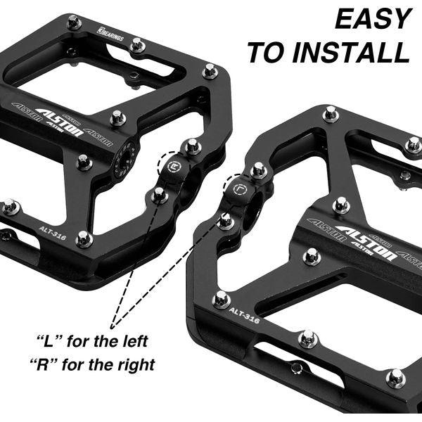 Alston MTB Bike Pedals CNC Bike Platform Pedals Cycling Pedals 3 Sealed Bearings 9/16 Non-Slip Bicycle Pedal for BMX Mountain Road Bike 3