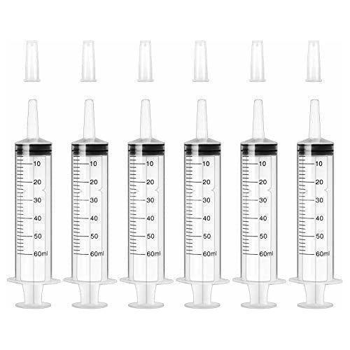 DONQL 6Pcs Plastic Syringes Liquid Syringe Disposable Syringe with Cap Feeding Syringe for Plant Industrial and Experiments ?60ml? 0