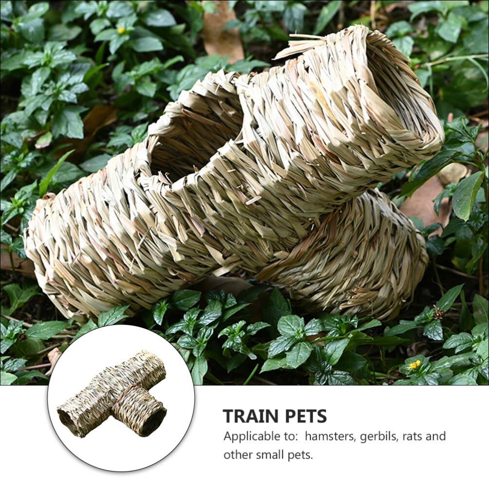 iplusmile Hamster Grass Tunnel, Hamster Grass Tunnel Toy Guinea Pig Tunnels and Tubes Straw Tunnel House with 3 Entrances for Rats, Ferrets,Guinea Pig,Chinchilla Hedgehog 2