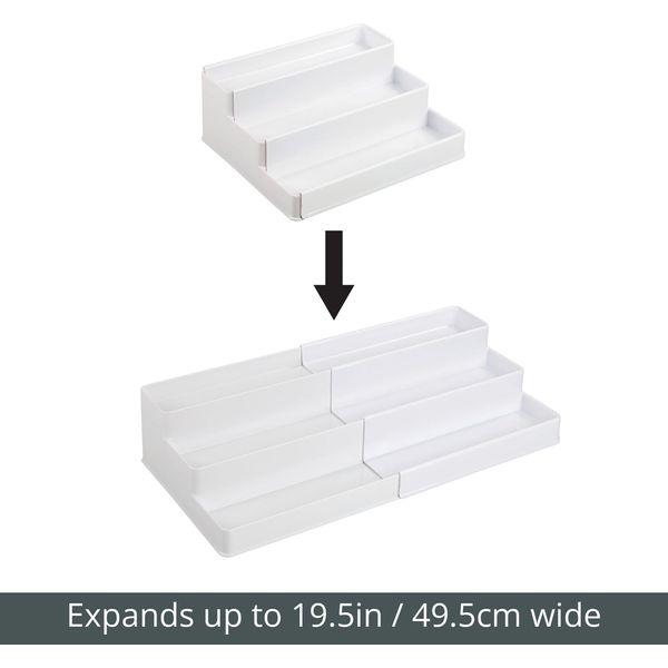mDesign Spice Rack for Kitchen Cabinet Storage - Pull-Out Storage for Order in The Kitchen, Cosmetics Rack - 3 Levels - White 4