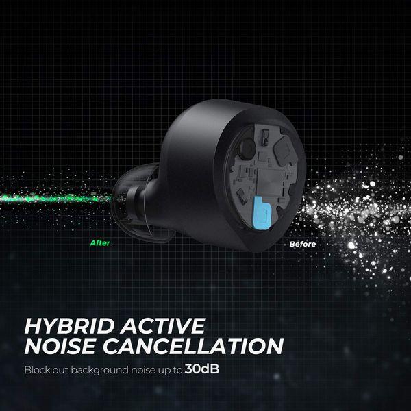 SoundPEATS T2 Hybrid Active Noise Cancelling Wireless Earbuds, ANC Earphones with Transparency Mode, Bluetooth 5.1 in-Ear Headphones, 30 Hours Playtime, USB-C Quick Charge, Stereo Sound, 12mm Driver 1