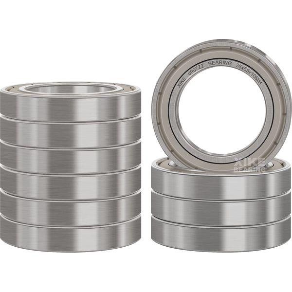 XIKE 6907ZZ Ball Bearings 35x55x10mm Bearing Steel and Metal seals, Pre-Lubricated, 6907-2Z Deep groove ball bearing with seals or shields, Pack of 10.