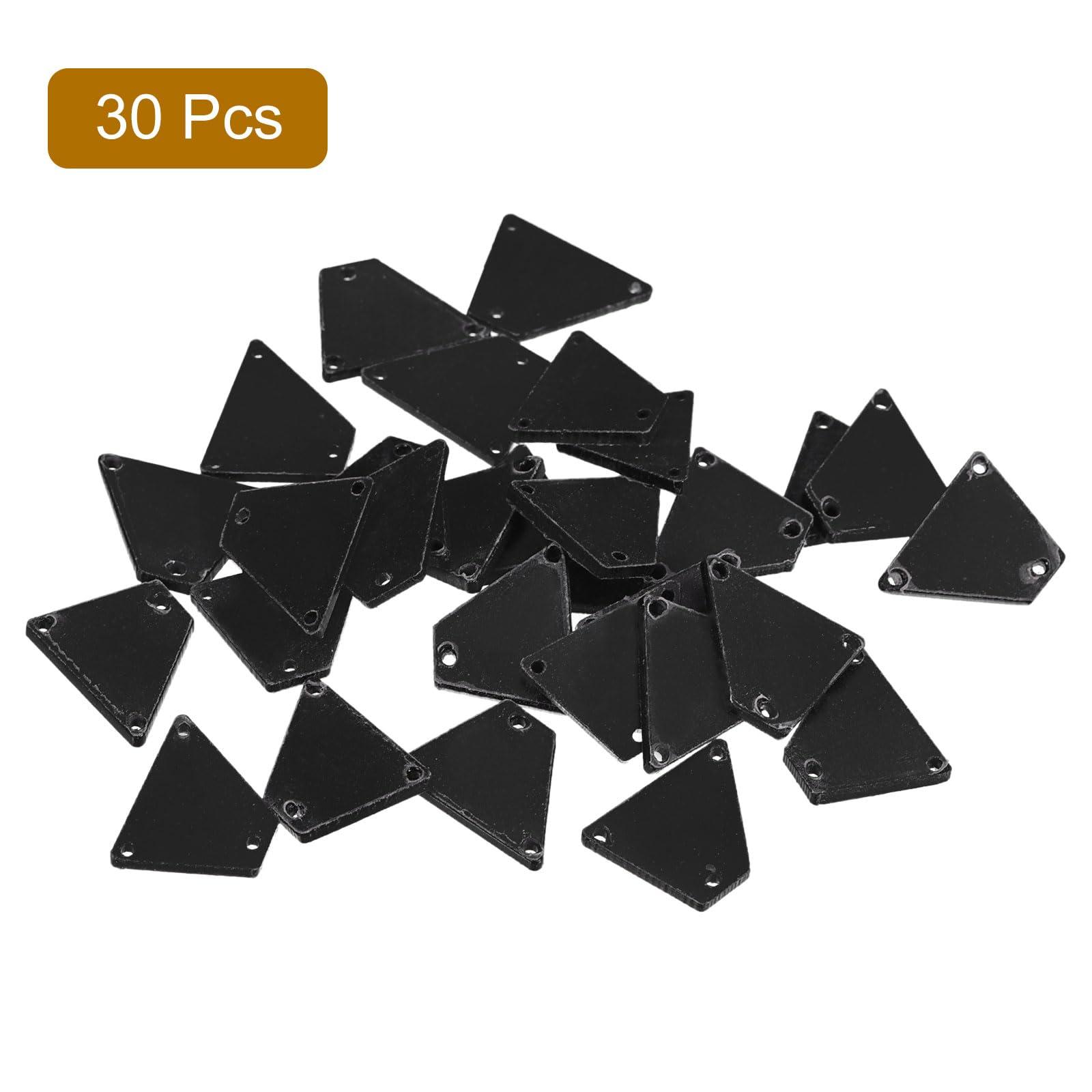 sourcing map 30Pcs Sew on Mirror Pieces Irregular Acrylic Flat Back Mirrored Rhinestones Beads for DIY Costume Dress Bags Cloth Garment, Black 20x15mm 2