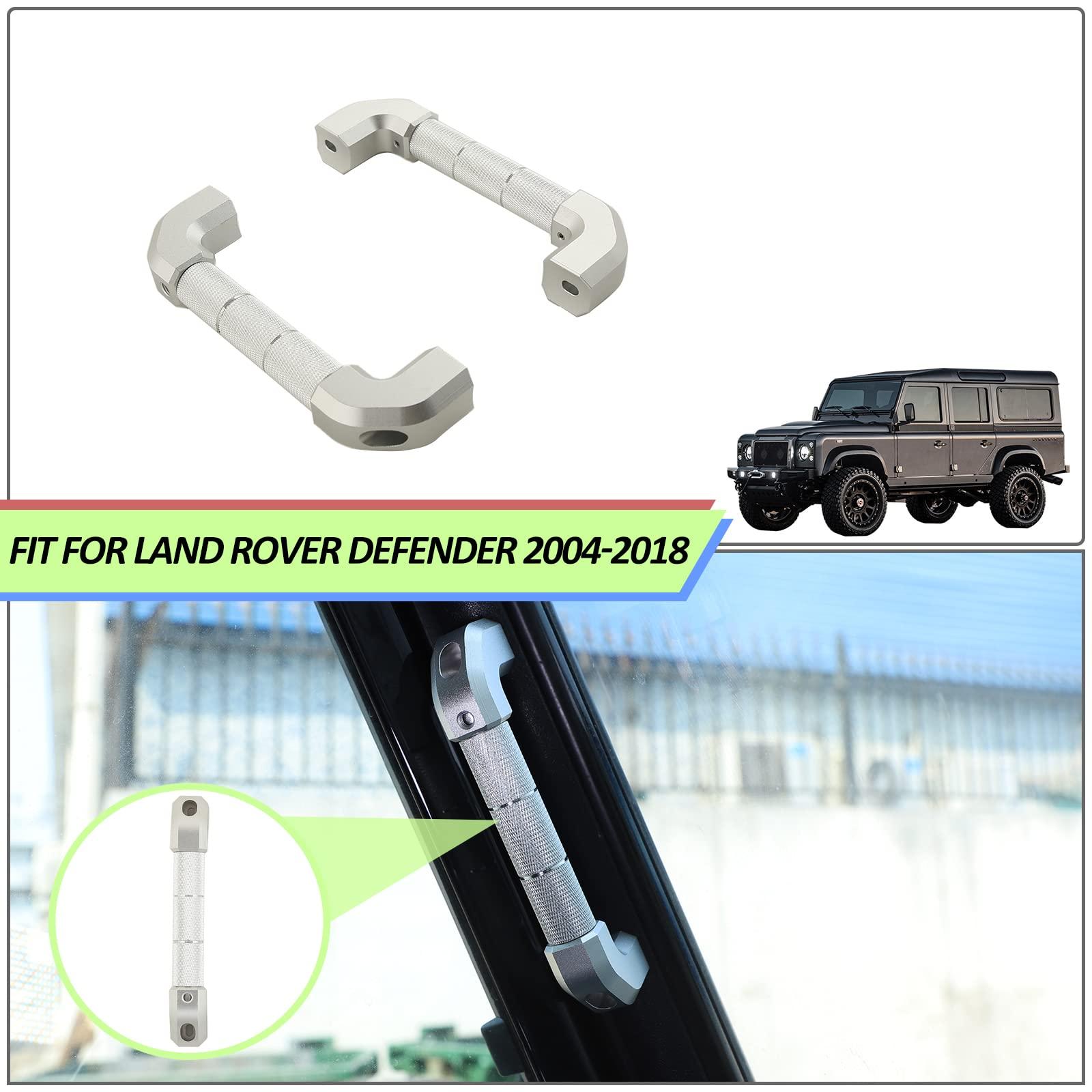 Uieohout Inner Car Grab Handle for Land Rover Defender 2004-2018, Interior Car A-Pillar Grab Bar Handle Replacement Kit, Aluminium Alloy (Style C_Silver) 4