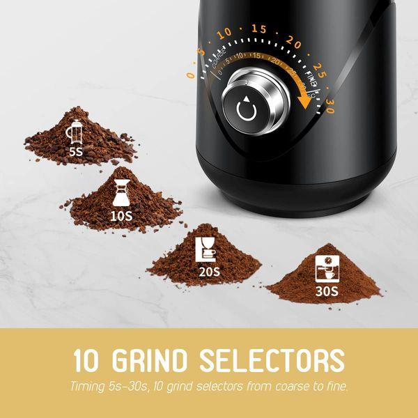 TWOMEOW Coffee Grinder, Adjustable Electric Spice Grinder with Stainless Steel Blade and Removable Grinding Cup for Coffee Beans, Nuts, Spices, Grains, Herbs 80g 1