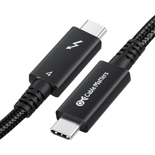 Cable Matters [Intel Certified] Braided 40Gbps Active Thunderbolt 4 Cable 2 m with 100W Charging and 8K Video - Fully Compatible with USB C/USB-C, USB 4 / USB4, and Thunderbolt 3 0