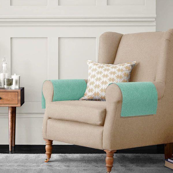 Seafoam Blue Armchair Cover for Arms Sea Green Armrest Cover for Recliner Couch Arm Cover Faux Linen Pale Turquoise Armchair Slipcover for Living Room Couch Loveseat Sofa Arm Protector, 2 Pcs, Teal 3