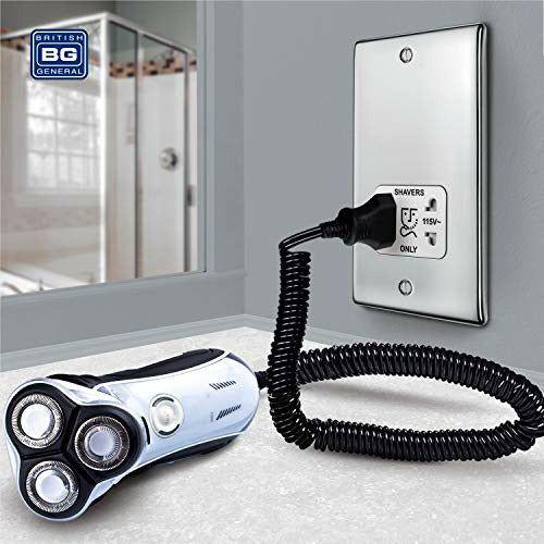 BG Electrical 115- and 230-Volts Dual Voltage Shaver Socket, Polished Chrome with White Insert 4