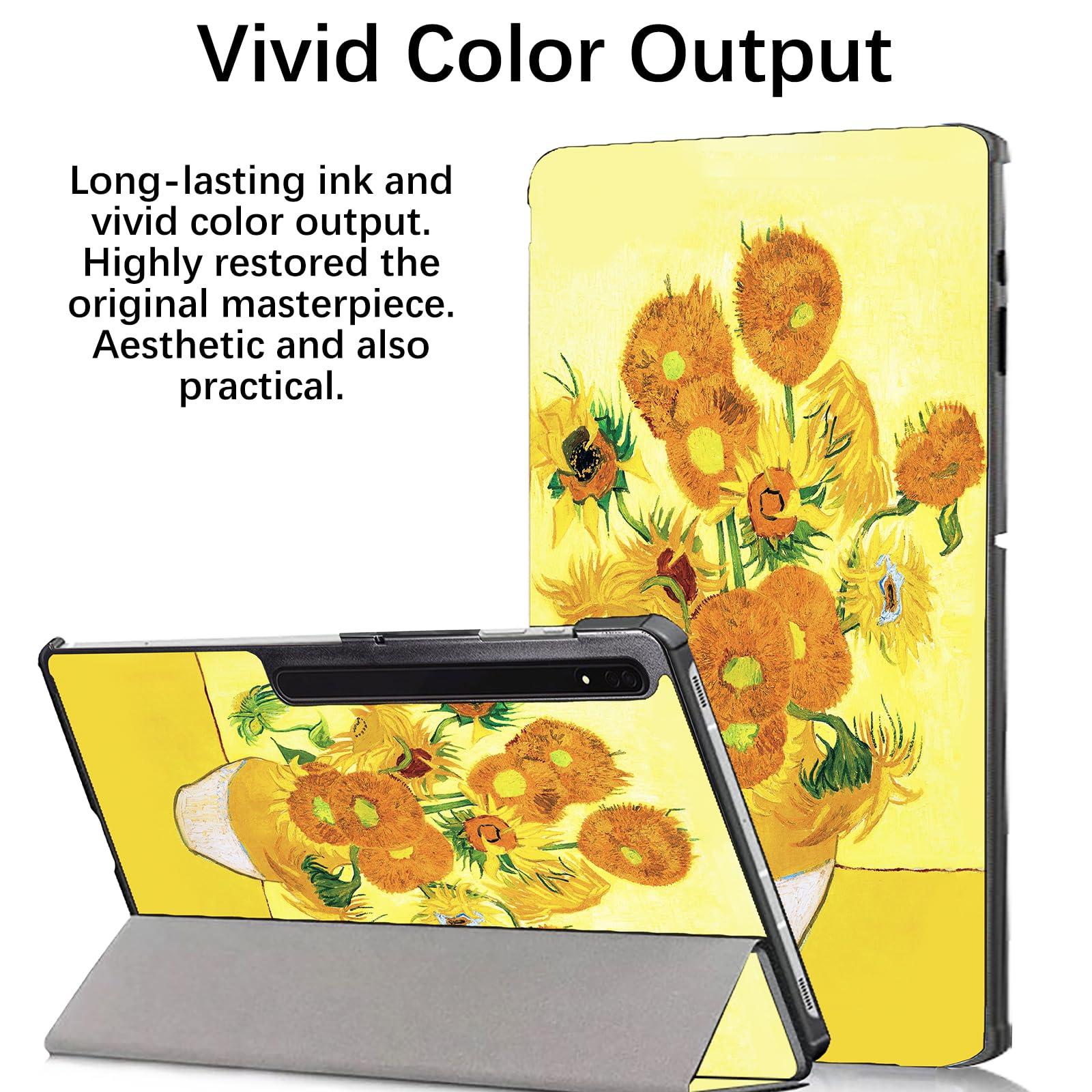 Berkin Arts Samsung Galaxy Compatible with Tab S8 Ultra Case 14.6 inch Model SM-X900/X906 Tri-Fold Stand Cover Post-Impressionism Yellow Flowers (Sunflower by Van Gogh) 3