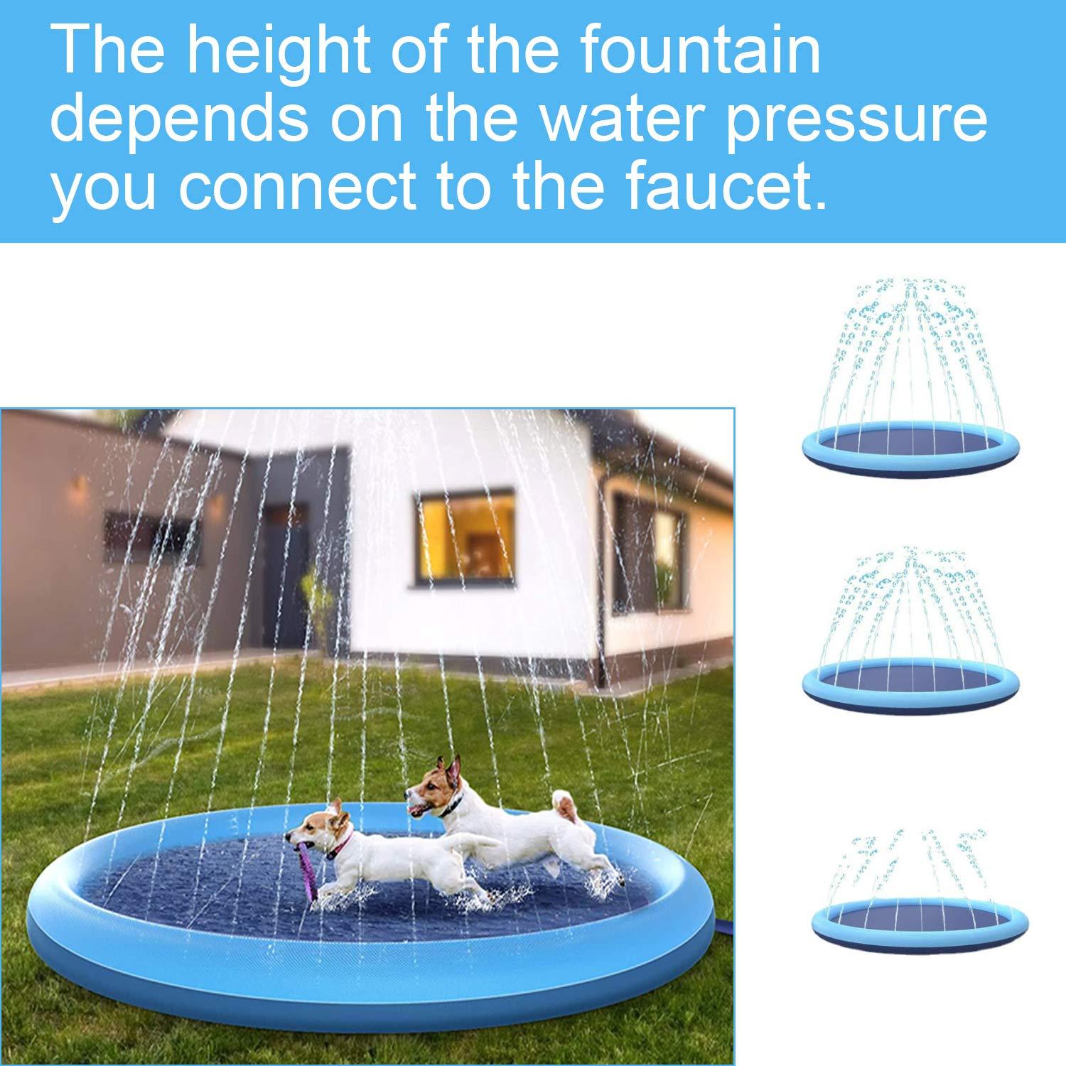 Dog Pool,Paddling Pool for Pets,39" Foldable Sprinkle and Splash Water Play Mat,for Puppy Small dogs Cats and Kids 3