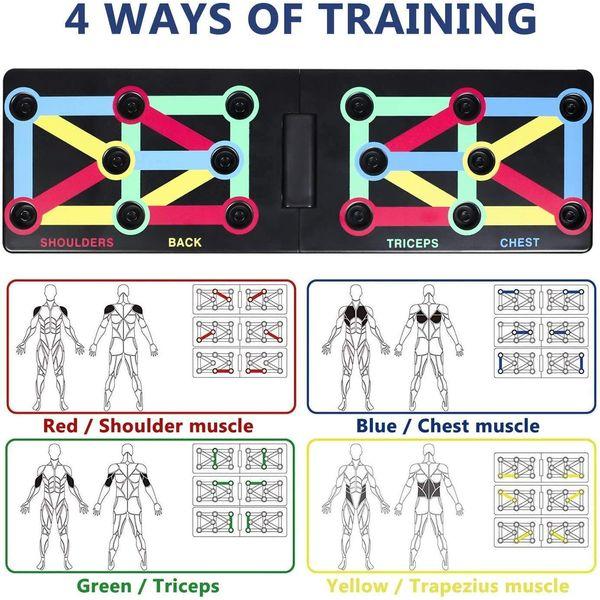 Cretee 12 in 1 foldable Push Up Rack Board Train Gym Fitness System Workout Exercise Stands for Body Training (12 IN 1) 4