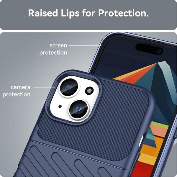 HATUFU Shockproof Tough Armor Case for iPhone 15 Phone Case Heavy Duty Camera Protection TPU Cover (Blue) 3