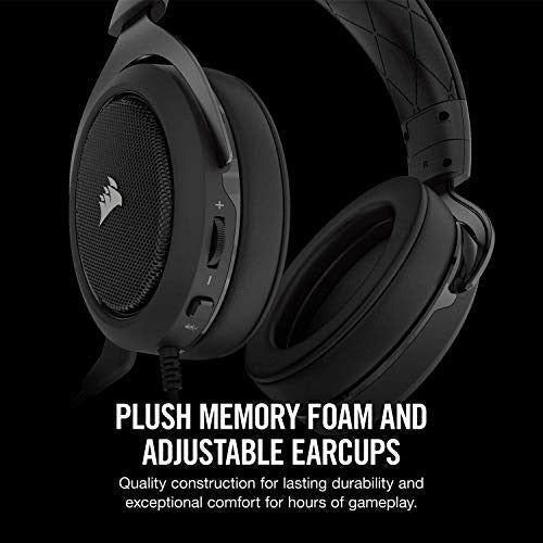 Corsair HS50 Stereo Gaming Headset (Unidirectional Noise Cancelling, Optimised Unidirectional Microphone, On-Ear Control with PC, Xbox One, PS4, Nintendo Switch and Mobile Compatibility) - Carbon 1