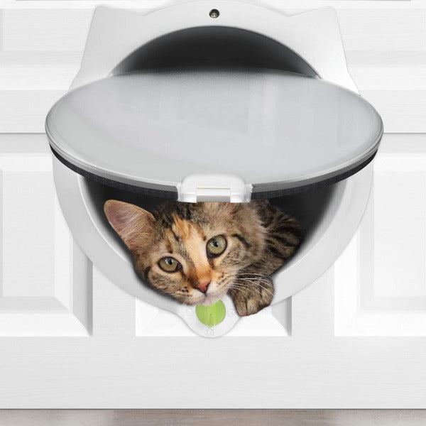 LYNX Cat Flap for Pets - 4Way Locking Cat Door for Interior & Exterior Doors, Indoor Wall or Hidden Cat Litter Box - Easy Quick Installation - Kitty Training Tips Included (Off-White) 1