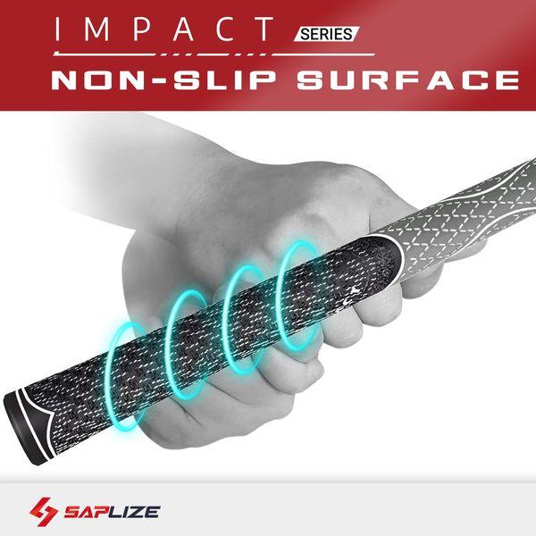 SAPLIZE 13 Golf Grips with Full Regripping Kit, Midsize, Multi-compound Hybrid Golf Club Grips, Black Color 2