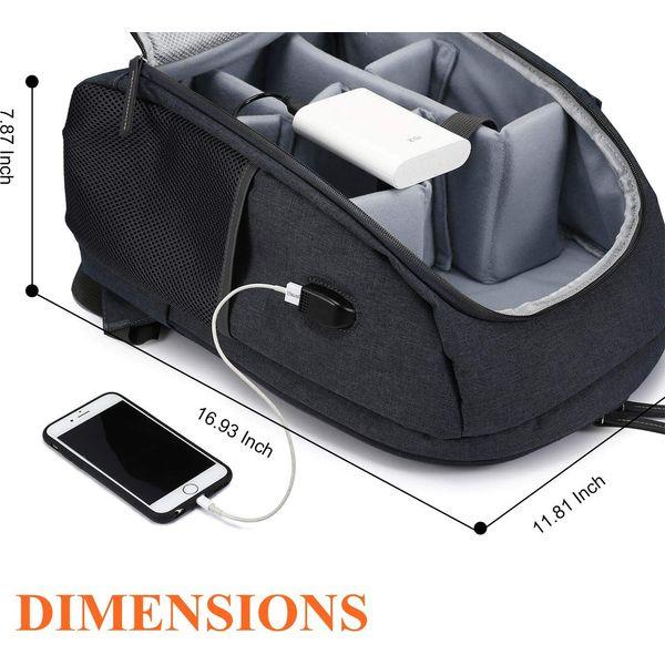 Selighting Camera Backpack Waterproof DLSR Rucksack Bag Shockproof SLR Case with Tripod Holder and USB Charging Port 3