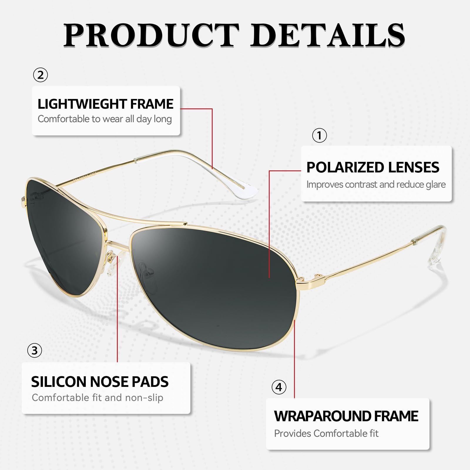 SODQW Polarised Sunglasses Men with UV400 Protection Retro Pilot-Style Aluminum Metal Frame Shades Ultra Light D-Fashion and Stylish Glare Blocking 3