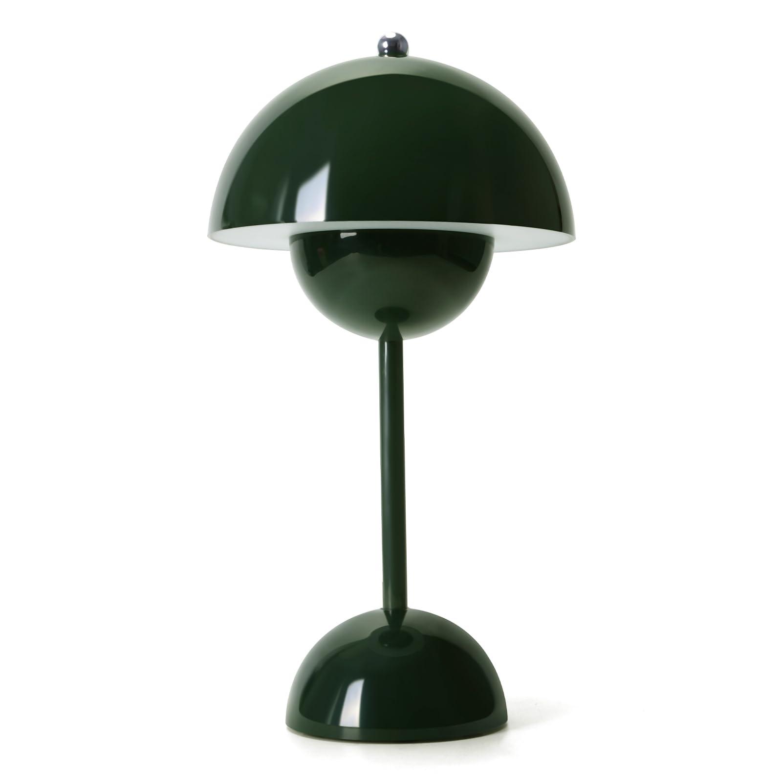 Flowerpot Mushroom LED Table Lamps,Rechargeable Modern Bud Macaron Lamp Vintage Touch Dimmable with 3 Color Bedside Light for Bedroom Living Room Home Office Wedding (Green)