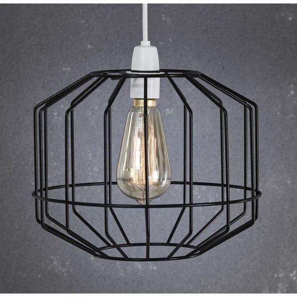 Retro Design Light Shade - Metal Wire Basket Cage Lamp Shade - Ceiling Pendant Light Shade - Wire Cage Lamp Shade - Industrial Vintage Style - Easy Fit Metal Lamp Shade - Black 1