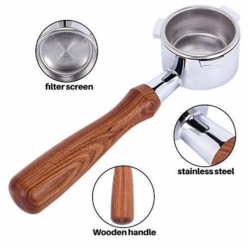 Moligh doll Coffee Machines Stainless Steel Coffee Machine Bottomless Filter Holder Portafilter Wooden Handle Professional Accessory 54MM 2