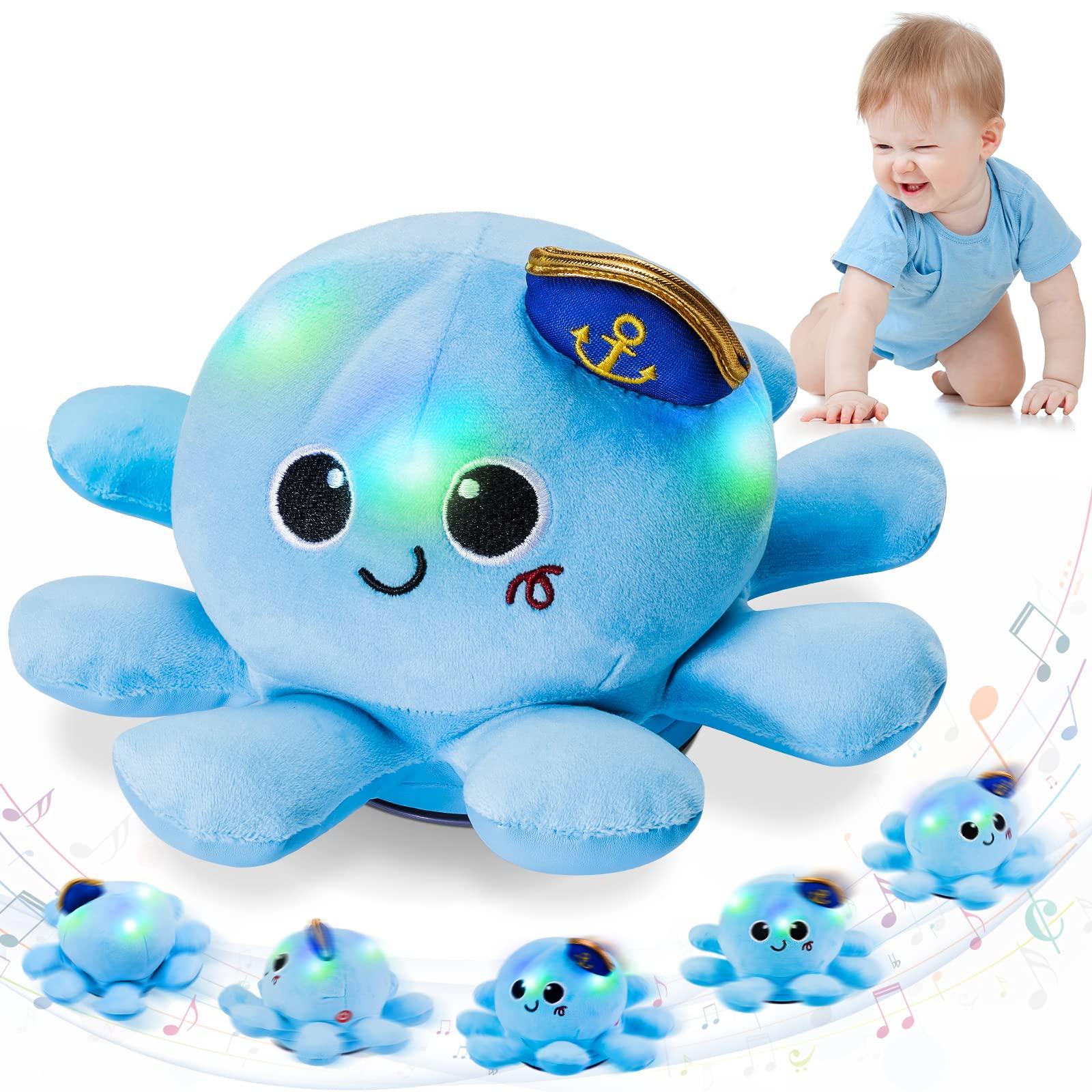 FancyWhoop Baby Musical Light Crawling Toys - Light up Dancing Spinning Walking Soft Octopus Toy for Boys Girls Kids, Sensory Interactive Baby Gifts for Toddlers 0