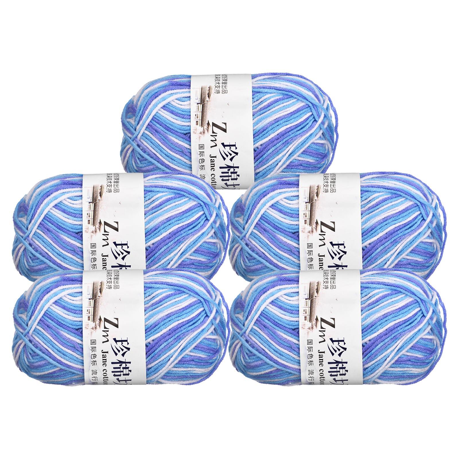 sourcing map Cotton Blend Yarn, 5 Pack of 50g/1.76oz Soft Crochet Craft Yarns for Knitting and Crocheting Craft Projects, Blue