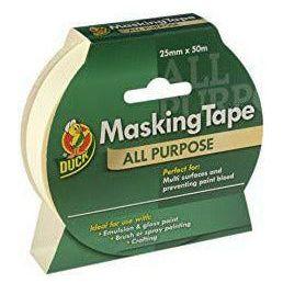 Duck Tape All Purpose Masking Tape 25mm x 50m, indoor painting and decorating for multi surfaces prevent paint bleed 1