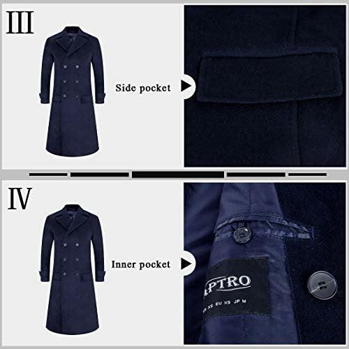 APTRO Mens Wool Coats Long Coats Thick Winter Jacket Elegant Outwear 80% Wool Trench Coat 1818 Navy L 2