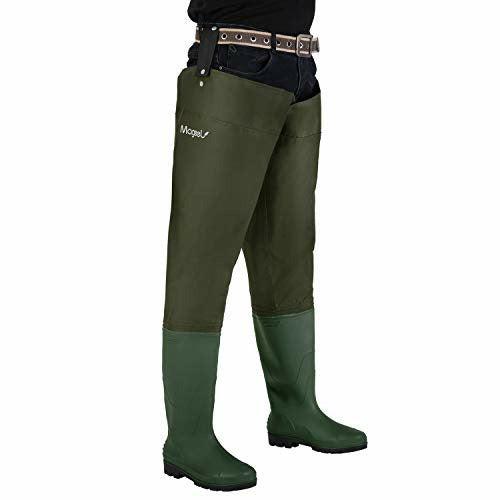 Magreel Hip Waders Lightweight Waterproof Hip Boots for Men and Women, PVC/Nylon Fishing Hunting Bootfoot with Cleated Outsole, Size 7-Size 13, Army Green 1