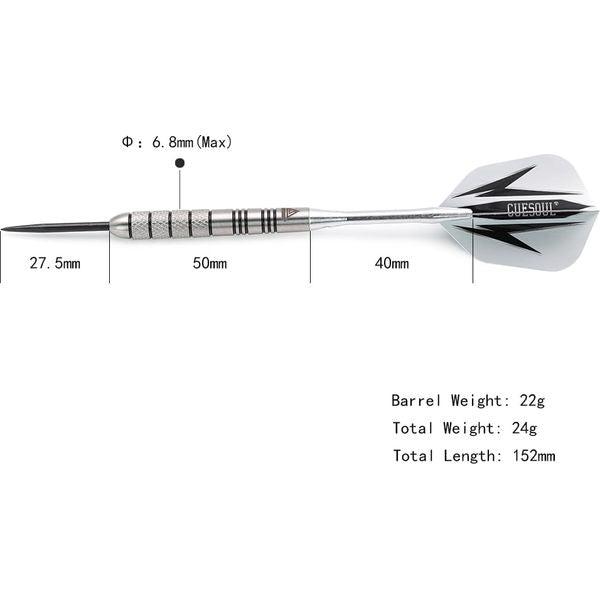 CUESOUL 95% Tungsten 26 Grams Tungsten Steel Tip Darts Set -with 1 Deluxe Dart Case(CSTSTD028-26L) 1