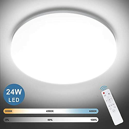 24W LED Ceiling Light Dimmable, Ceiling Lamp with Remote Control, Light Color and Brightness Adjustable, Ã25cm IP54 Waterproof Living Room Lamp Bedroom Lamp Children's Room Lamp 0