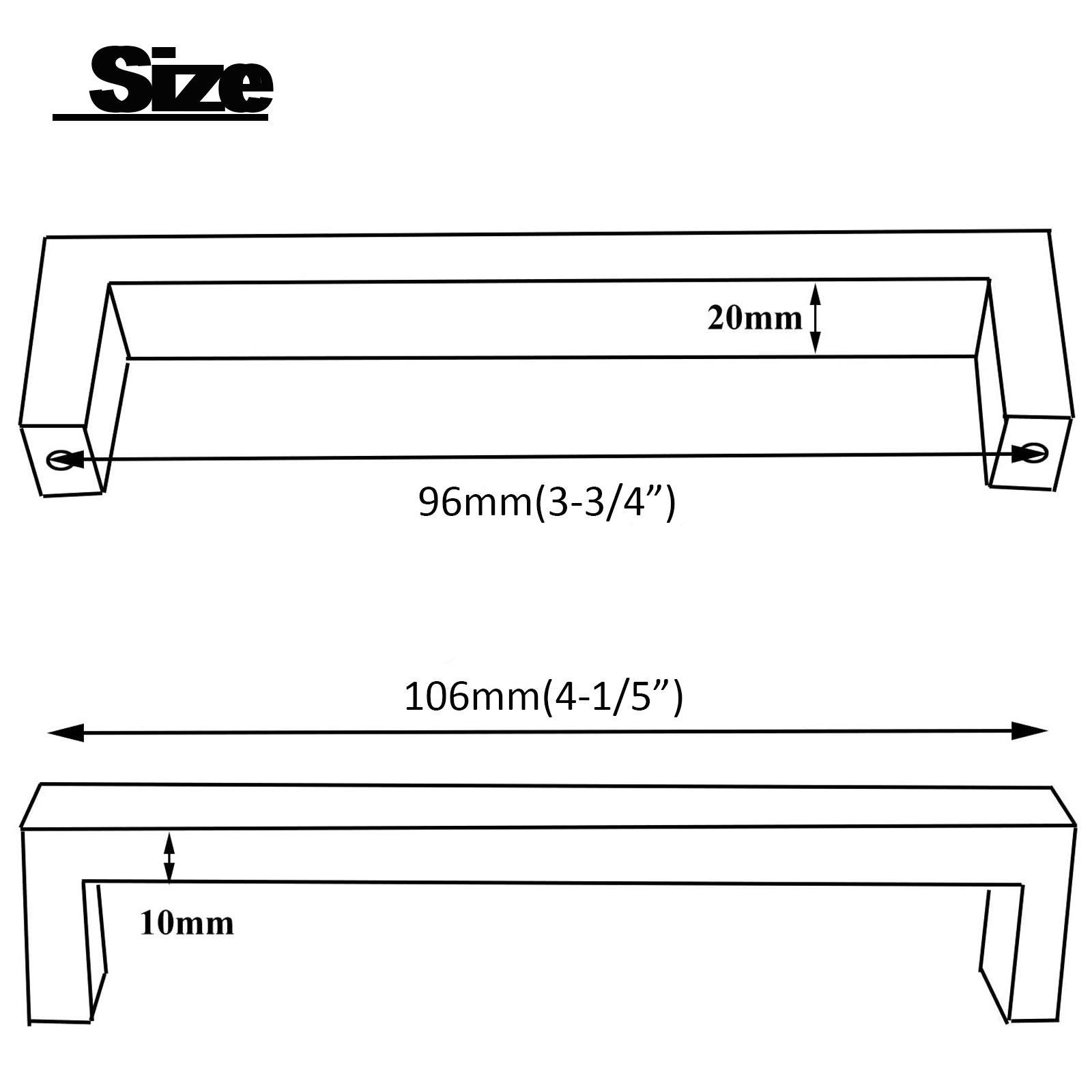 Probrico 10 PCS Square Bar Cabinet Door Handle Stainless Steel Width 10mm*20mm Hole Spacing 96mm 4" Kitchen Drawer Knob Furniture Cupboard Pull PDDJ30HSS96 2