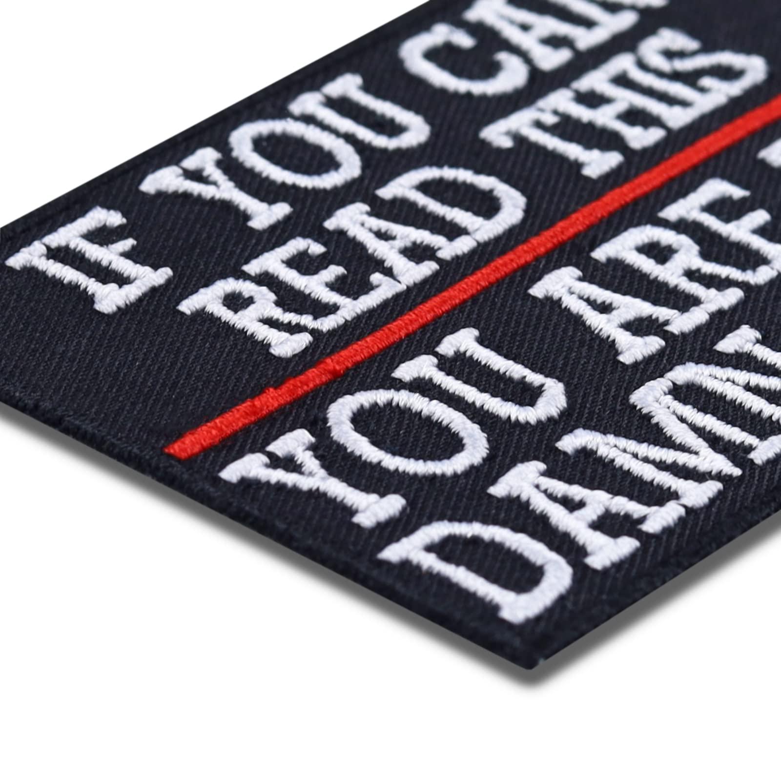 If You Can Read This You are Too Damn Close - Embroidered Iron on Word Patches for Motorcycle Bikers Riders | Sew on or Iron on Bikers Applique Patches for for All Fabrics | 90X60 mm 3