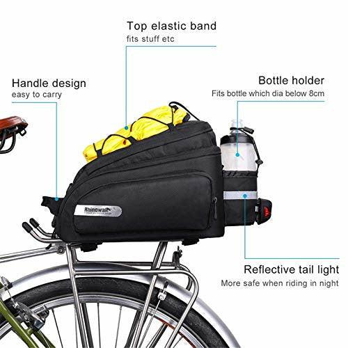 UBORSE Bike Pannier Bag Waterproof Bicycle Trunk Bag 12L Bike Rear Rack Carrier Bag Cycling Storage Pouch with Rain Cover 3