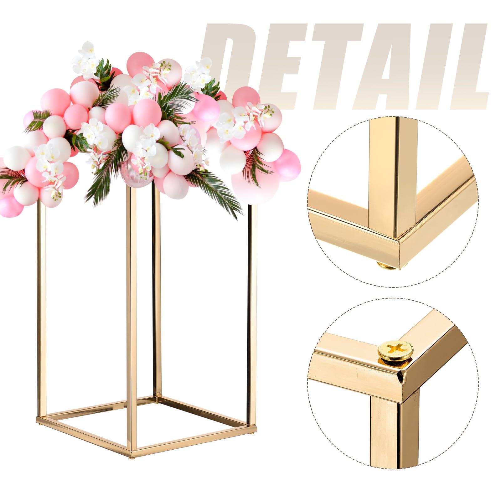 sourcing map Wedding Flower Stand Vase Column, Metal Flower Stand 15.7 Inch Tall Flower Rack for Wedding Party Dinner Centerpiece Decorations, Pack of 10 4