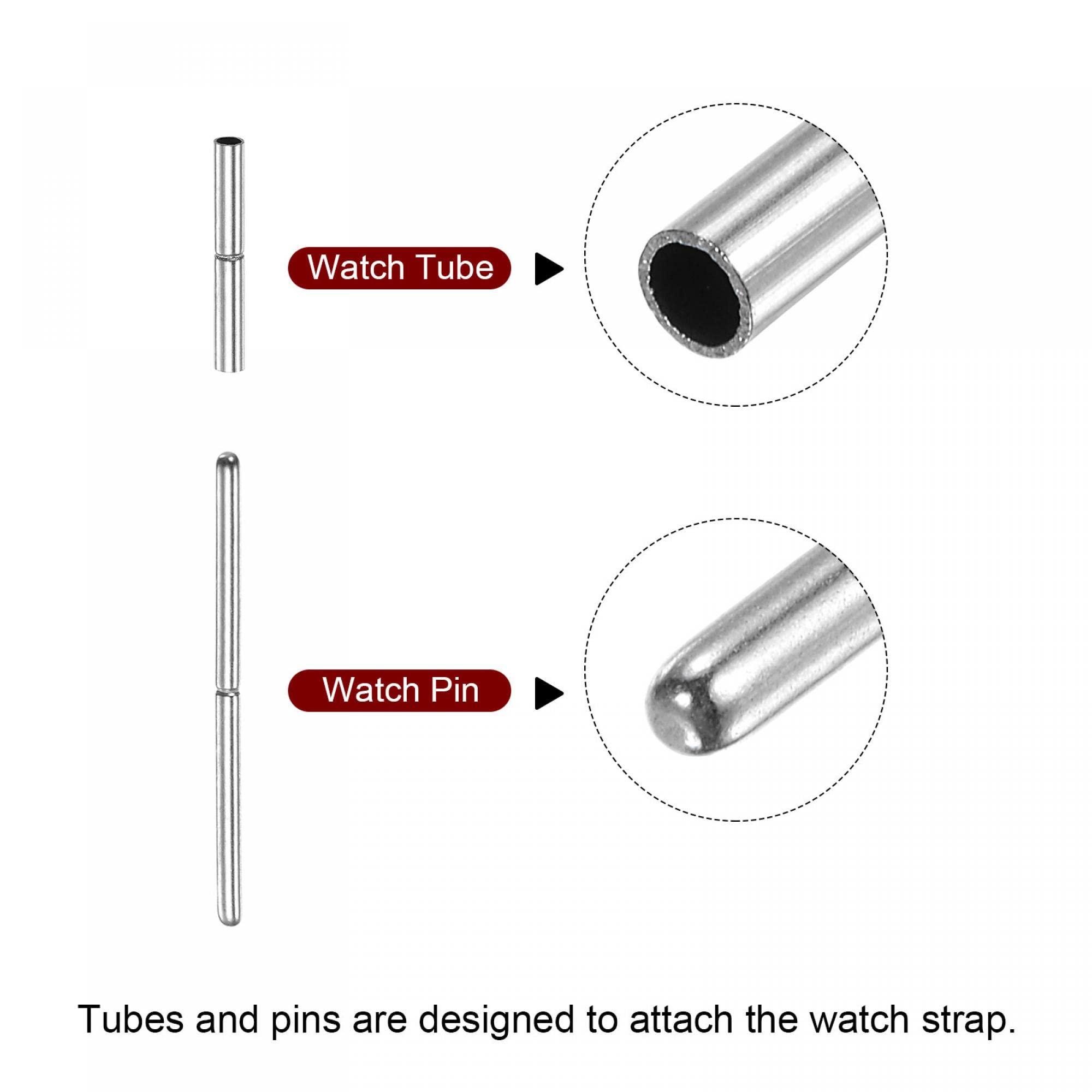 sourcing map 10pcs Watch Strap Tubes Pins 1.3mm Tube Dia 21mm Pin Length Stainless Steel Connecting Shaft for Watch Band Repairing Replacement 3