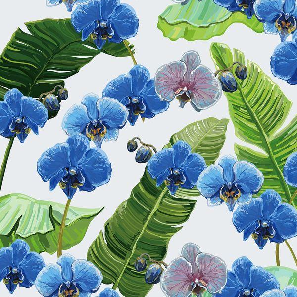 VaryPaper Phalaenopsis Floral Wallpaper Paste 44.5cmx800cm Blue Flower Contact Paper Removable Paste the Wall Wallpaper Self Adhesive Vinyl Wrap for Kitchen Countertops Living Room Furniture Wall Deco 0