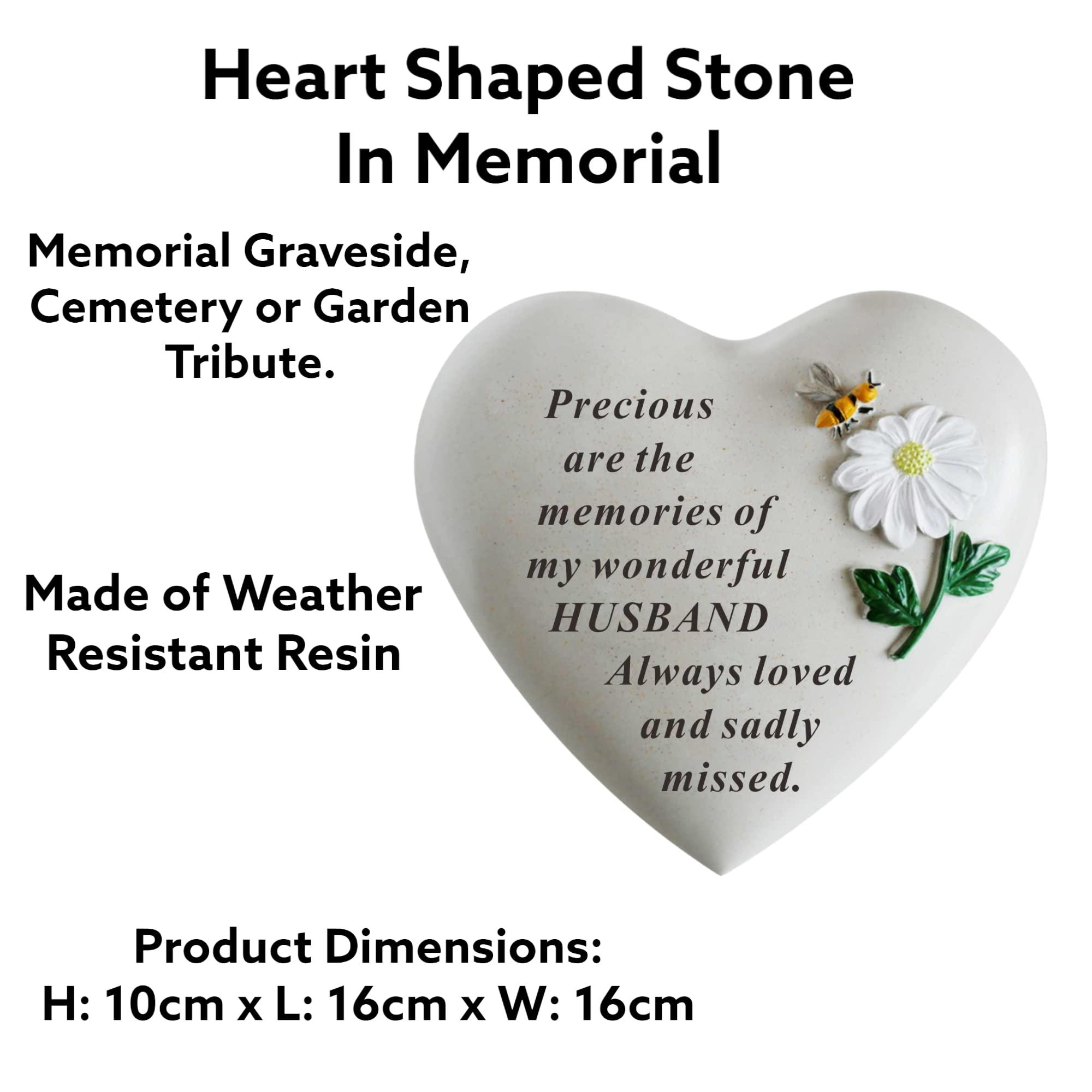 Husband Memorial Stone - Bee Daisy on Heart - DF18314-G 1