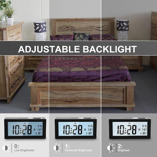Jcobay Alarm Clocks Bedside Non Ticking Battery Operated Digital Clock Large Display Temperature Backlight Simple Alarm Clock with Snooze Light Desk Electric Clocks for Bedrooms Office Heavy Sleepers 1