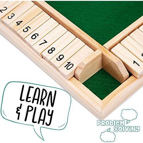 Jaques of London 4 Player Shut the Box | Wooden Board Games | Shut the Box Game with Dice | Perfect Wooden Games | Educational Dice Games | Since 1795 3