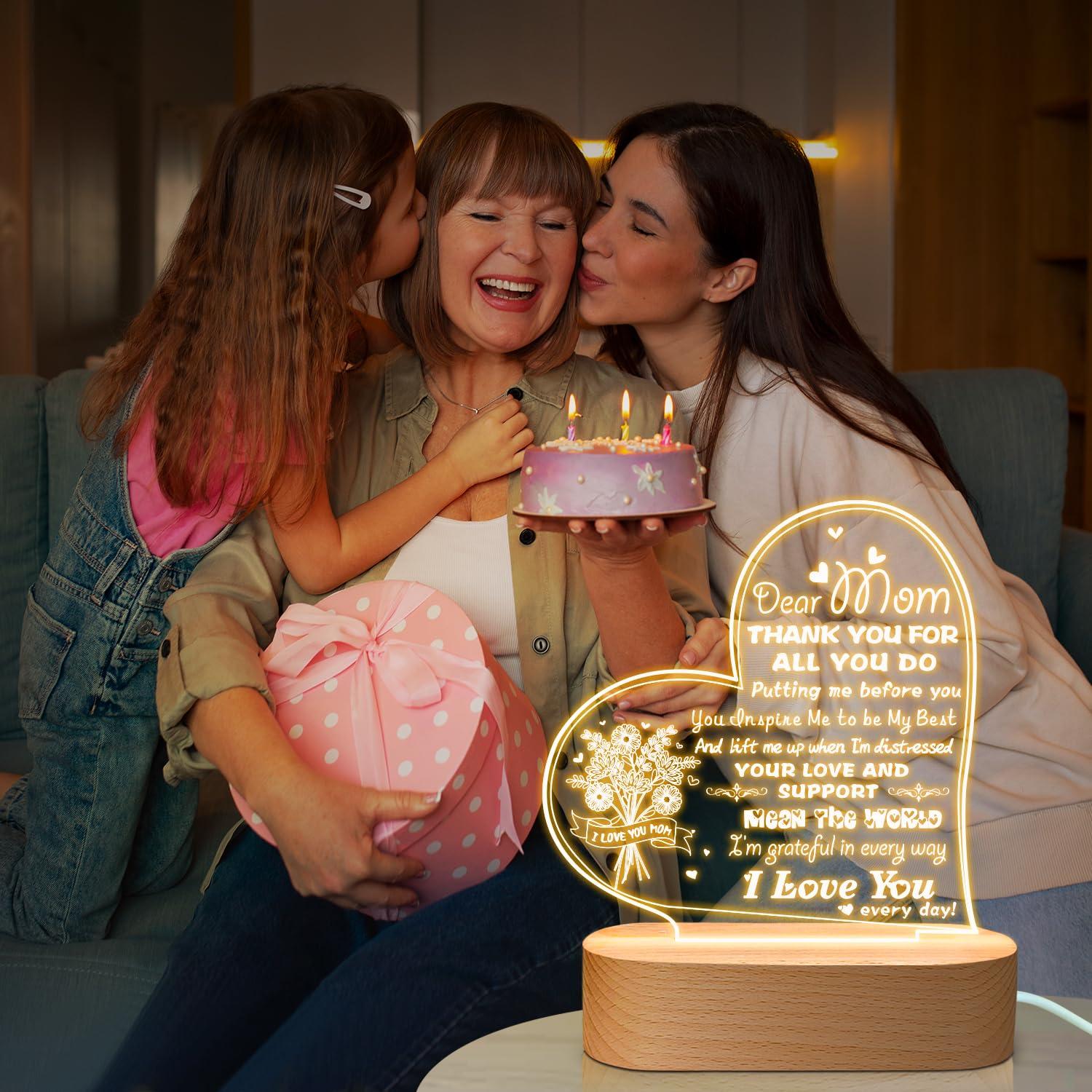 Mother's Day Gifts for Mom, Mom's Birthday Gifts 3D Night Light- I Love You MOM, Creative 3D Light Decor Mom Gifts for Christmas, Mother's Day, Birthday, Thanksgiving 2