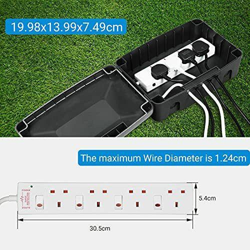 DEWENWILS Weatherproof Electrical Box, Outdoor Electric Socket for Christmas Lights, Timers, Extension Lead and Landscape Lights, Black 2