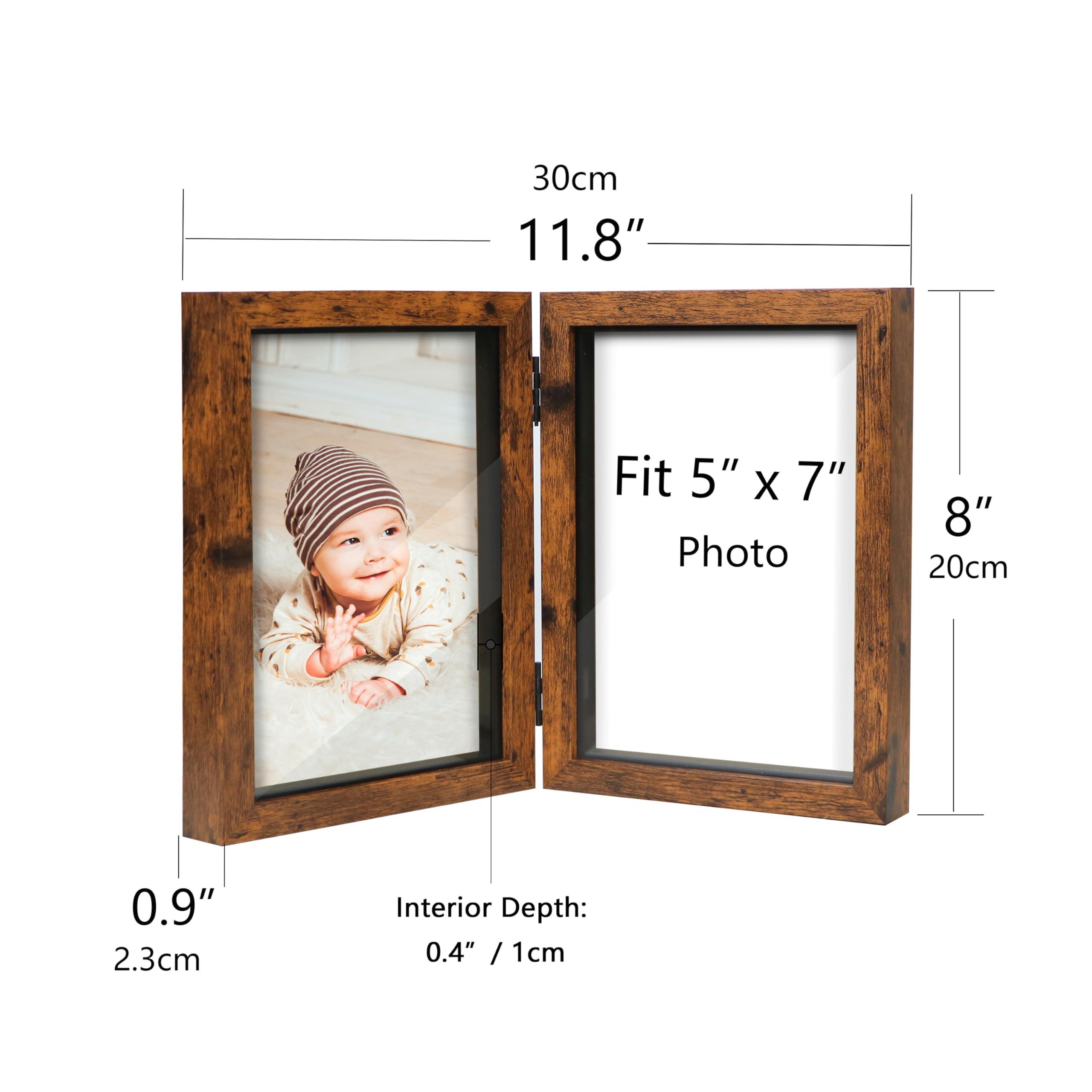 Shampsen Double Photo Frames 5x7 Navy Blue Hinged Picture Frame Foldable Small Shadow Box Frame 5x7 Display Case Farmhouse Decor Gift for Birthday, Anniversary, Mother's Day 3