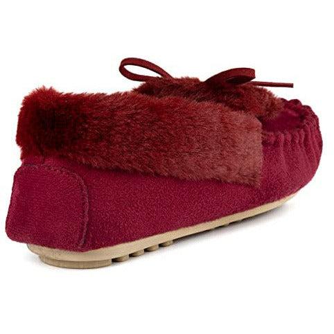 RockDove Women's Naomi Faux Fur Moccasin Slipper, Size 8 UK Women, Wine 4