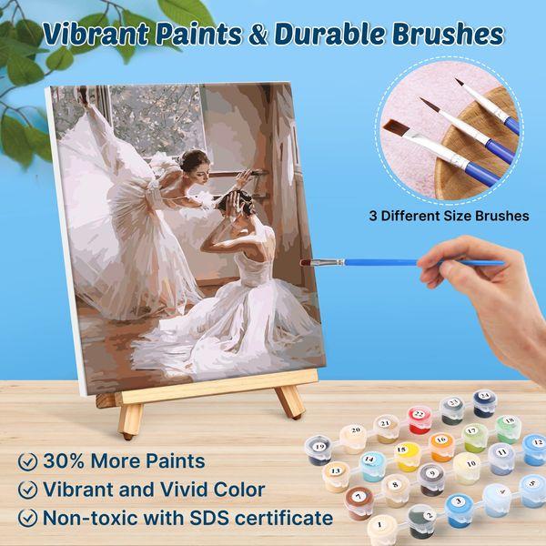 WISKALON [Wooden Framed Paint by Numbers Kits 16x20 inch Canvas DIY Oil Painting for Children Adults Beginner Home Decoration Gifts - Ballet Dancers 2