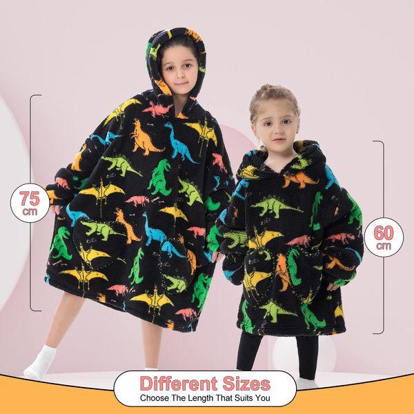 JULGIRL Kids Oversized Blanket Hoodie - Cute Animal Wearable Snuggle Hoodie Blanket for Kids, Super Soft & Warm Hooded Toddlers Blanket with Pockets for Girls Boys 3