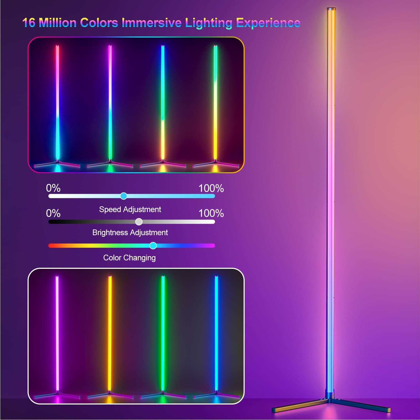 bedee Folding Floor Lamp: DIY Shaped RGB Floor Lamp with Music Sync and Timing, Modern 16 Million Color Changing Standing Light with Smart Remote & App Control for Living Room Gaming Room Bedroom 2