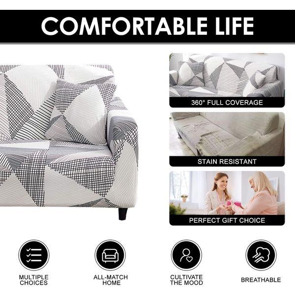 JOYDREAM 1-Piece Stretch Sofa Cover Anti-Slip Couch Slipcovers Elastic Furniture Protector for Armchair/Couch Soft Fabric Settee Covers Couch Cover with 1 Cushion Cover (Medium, Lines) 3